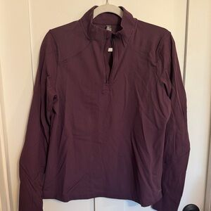 Mondetta Ribbed Quarter-Zip Pullover in Plum